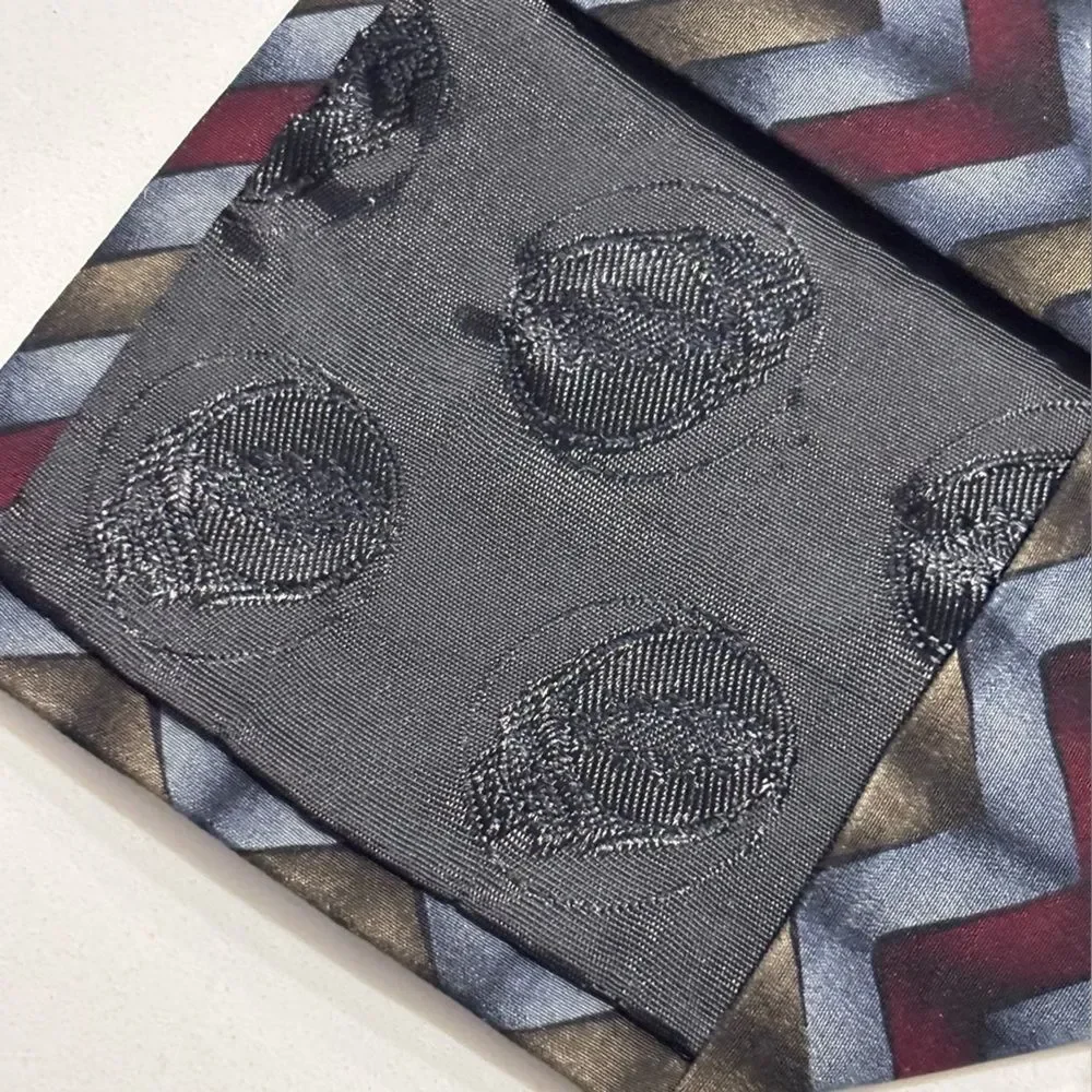 Vintage 1996 Grateful Dead Twelfth Set Blue Metallic Chevron Silk Tie Collectors